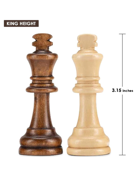 Piezas de Ajedrez de Madera AMEROUS Estilo Staunton 8 cm
