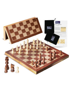 Juego de Ajedrez de Madera Portátil 15 cm con Piezas y Bolsa