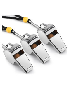 Silbato Deportivo KTRIO de Acero Inoxidable con Cordón - 3 Paquete