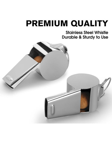 Silbato Deportivo KTRIO de Acero Inoxidable con Cordón - 3 Paquete