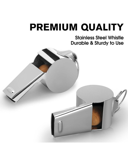 Silbato Deportivo KTRIO de Acero Inoxidable con Cordón - 3 Paquete