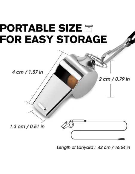Silbato Deportivo KTRIO de Acero Inoxidable con Cordón - 3 Paquete