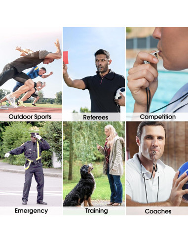 Silbato Deportivo KTRIO de Acero Inoxidable con Cordón - 3 Paquete