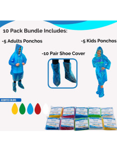Ponchos de Lluvia Budgetizer Familiares Extra Gruesos - 10 Piezas 2