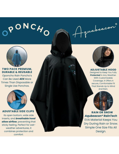 Oponcho Aquabeacon 2 Pack Ponchos Impermeables Unisex 0.45kg