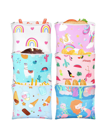 Chumia 6 Bolsas de Snack Reutilizables 18x18 cm para Niños