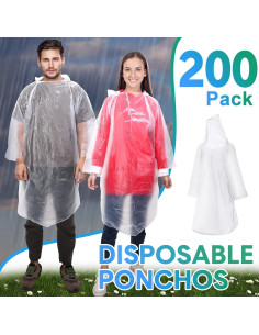 200 Ponchos de Lluvia Desechables Mumufy Adultos Impermeables 2