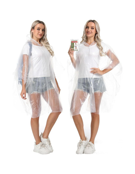 4 Ponchos de Lluvia Desechables Transparentes para Adultos