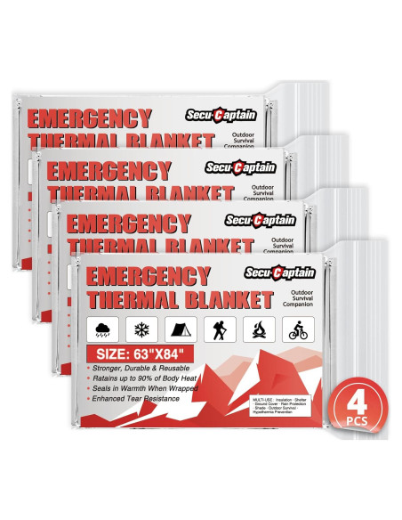 Mantas Térmicas de Emergencia SecuCaptain 4 Paquete 213x160 cm