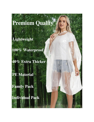 4 Ponchos de Lluvia Desechables Transparentes para Adultos
