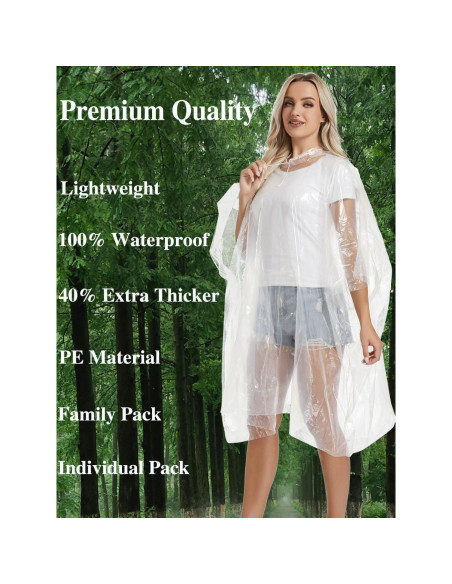 4 Ponchos de Lluvia Desechables Transparentes para Adultos