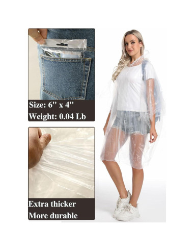 4 Ponchos de Lluvia Desechables Transparentes para Adultos
