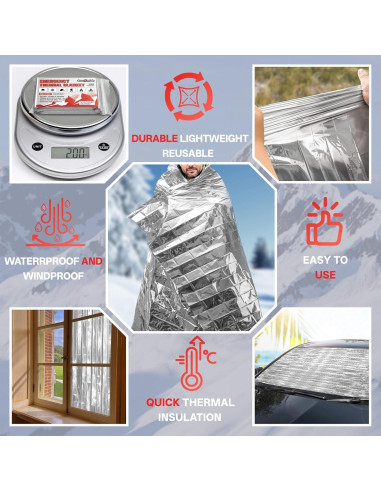 Mantas Térmicas de Emergencia SecuCaptain 4 Paquete 213x160 cm