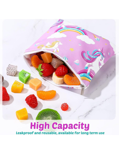 Chumia 6 Bolsas de Snack Reutilizables 18x18 cm para Niños