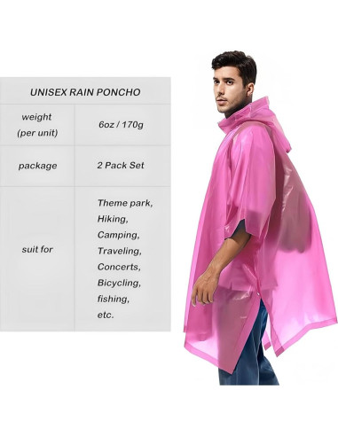 Ponchos de Lluvia Reutilizables GUKOY 2 Pcs Impermeables Unisex