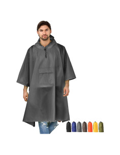 Poncho de lluvia 97YH unisex impermeable plegable gris