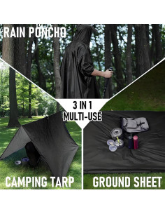 Poncho de lluvia 97YH unisex impermeable plegable gris 2