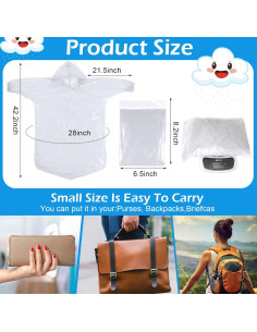 80 Ponchos de Lluvia Desechables Berlune para Niños Impermeables 2