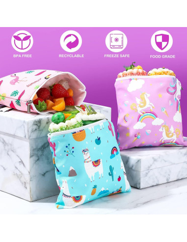 Chumia 6 Bolsas de Snack Reutilizables 18x18 cm para Niños