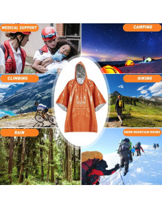 Poncho de Emergencia Davonpha Naranja 125x100 cm Doble Cara 2