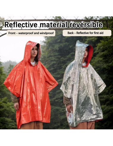 Poncho de Emergencia Davonpha Naranja 125x100 cm Doble Cara