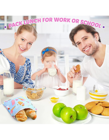 Chumia 6 Bolsas de Snack Reutilizables 18x18 cm para Niños