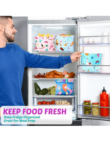 Chumia 6 Bolsas de Snack Reutilizables 18x18 cm para Niños