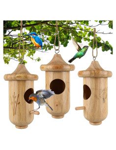 Casa de Colibrí de Madera BESWORLDS para Exterior 13.5x5.1cm