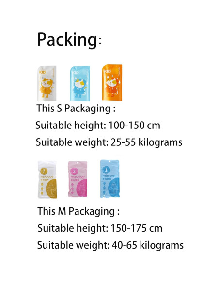 Paquete de 6 Ponchos de Lluvia Desechables DIELLY - Tamaño S