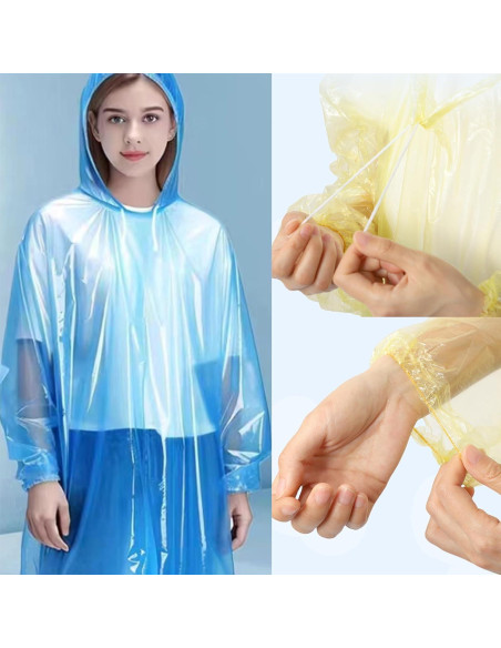 Paquete de 6 Ponchos de Lluvia Desechables DIELLY - Tamaño S