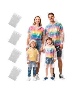 Paquete Familiar de 4 Ponchos de Lluvia Desechables Transparentes