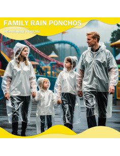 Paquete Familiar de 4 Ponchos de Lluvia Desechables Transparentes 2