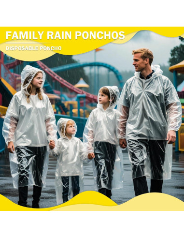 Paquete Familiar de 4 Ponchos de Lluvia Desechables Transparentes