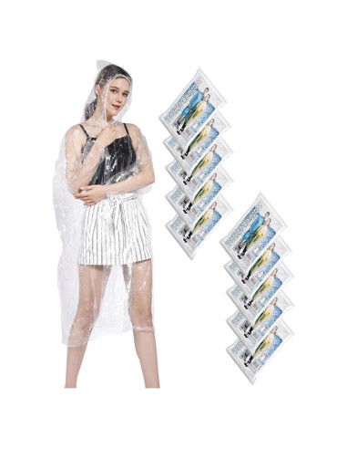 Ponchos de Lluvia Desechables Makonus - Paquete de 10 Adultos