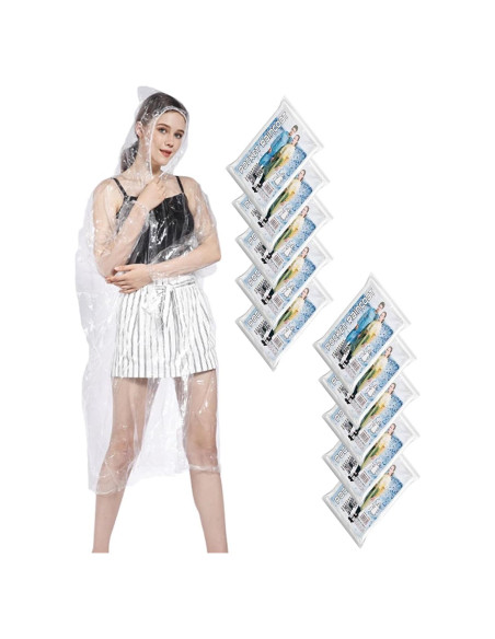 Ponchos de Lluvia Desechables Makonus - Paquete de 10 Adultos