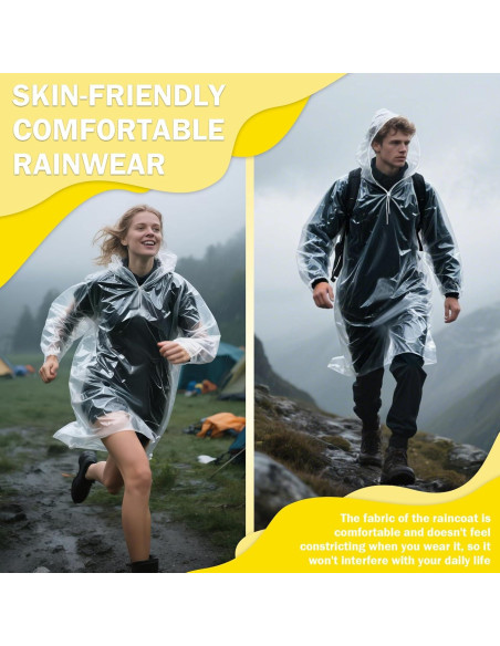 Paquete Familiar de 4 Ponchos de Lluvia Desechables Transparentes