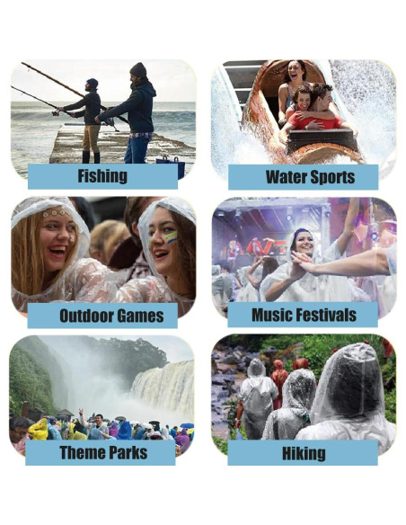 Ponchos de Lluvia Desechables Makonus - Paquete de 10 Adultos