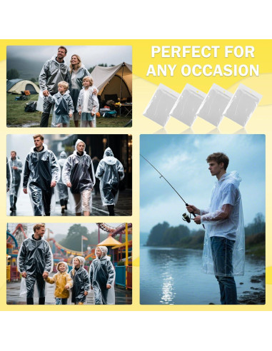 Paquete Familiar de 4 Ponchos de Lluvia Desechables Transparentes