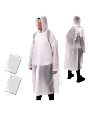 Ponchos de Lluvia Reutilizables ANYOO 2-Pack Unisex Impermeables