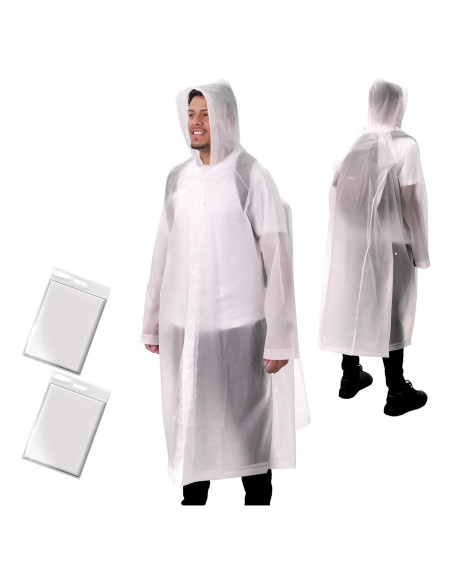 Ponchos de Lluvia Reutilizables ANYOO 2-Pack Unisex Impermeables