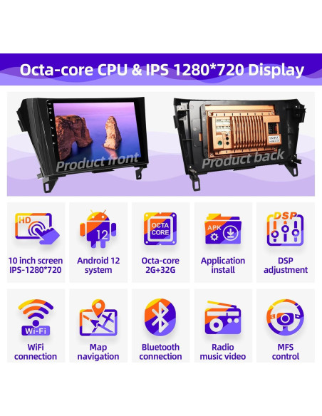 Radio de Coche Android 10" CGOGC con Carplay y GPS para Nissan