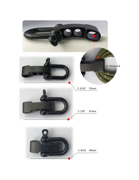 10 Hebillas Ajustables Paracord Negras U100 para Pulseras