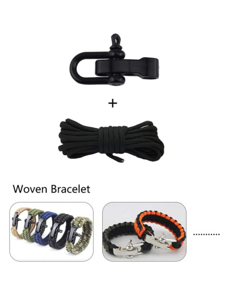 10 Hebillas Ajustables Paracord Negras U100 para Pulseras