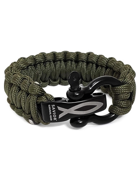 Pulsera de Paracord 550 Savior Survival Gear Verde Militar 25.4 cm