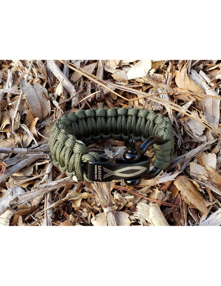 Pulsera de Paracord 550 Savior Survival Gear Verde Militar 25.4 cm
