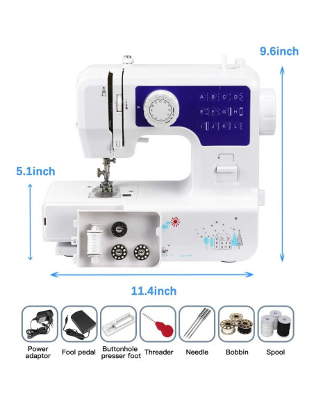 Máquina de Coser Luby Portátil 12 Puntadas 2.1 kg Azul