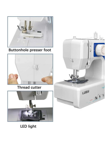 Máquina de Coser Luby Portátil 12 Puntadas 2.1 kg Azul