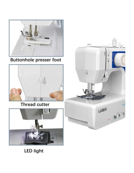 Máquina de Coser Luby Portátil 12 Puntadas 2.1 kg Azul