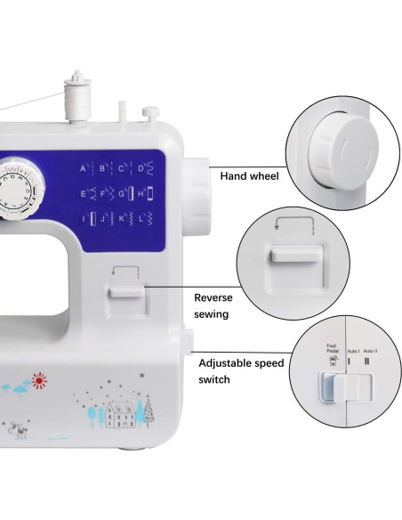 Máquina de Coser Luby Portátil 12 Puntadas 2.1 kg Azul