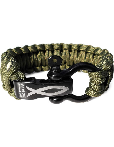 Pulsera de Paracord 550 Savior Survival Gear Verde Militar 25.4 cm